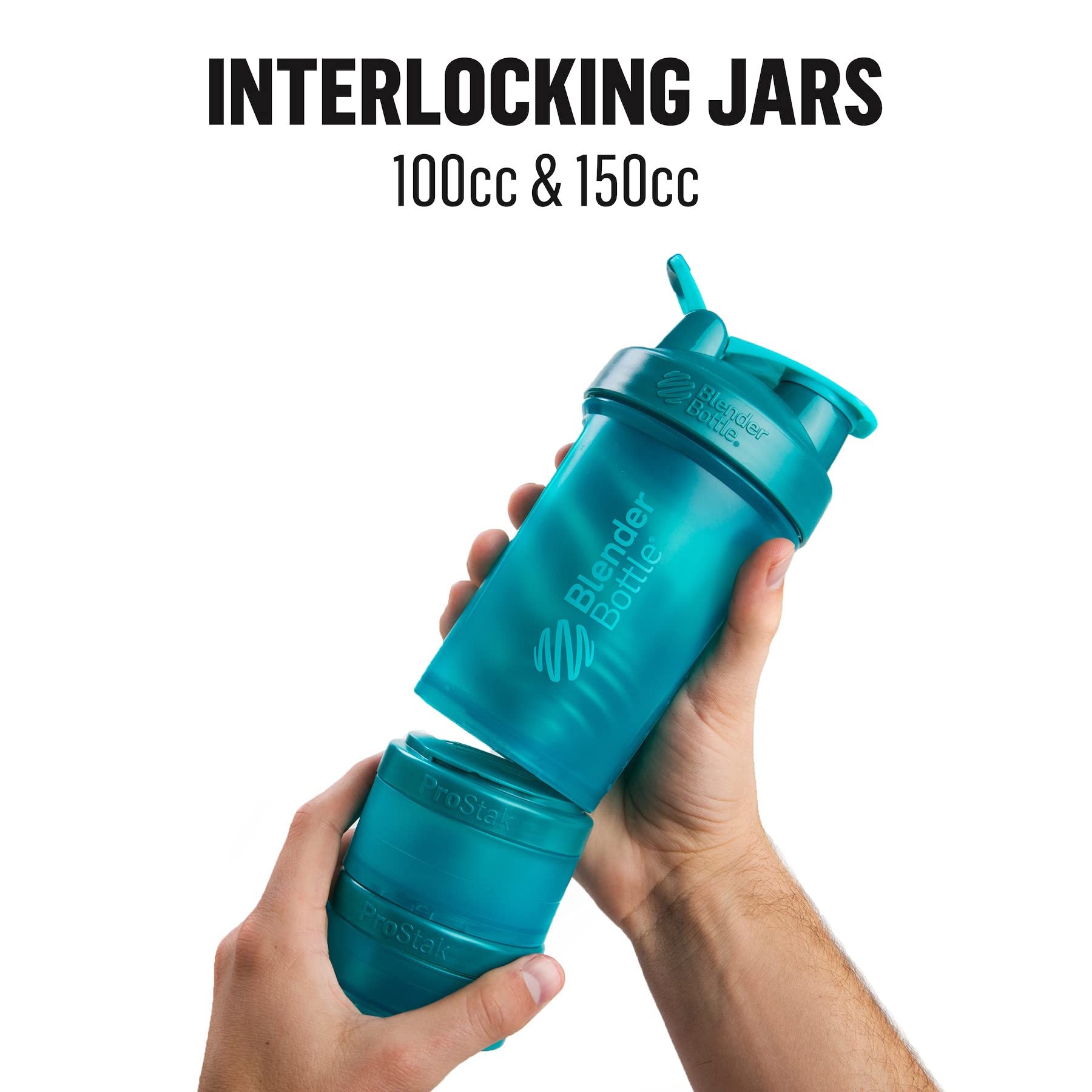 Blenderbottle Shaker Bottle With Pill Organizer And Storage For Protein Powder, Prostak System, 22-Ounce, Teal